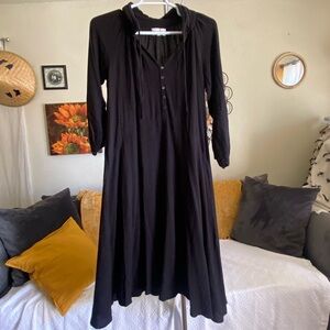 Xirena Eva Dress BLACK Waffle Weave Maxi Size S
